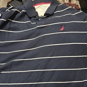 Nautica Dark Blue Polo with White Stripes